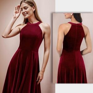 Dressystar Velvet Cocktail Party Dresses Halter High Low Formal LARGE NWT